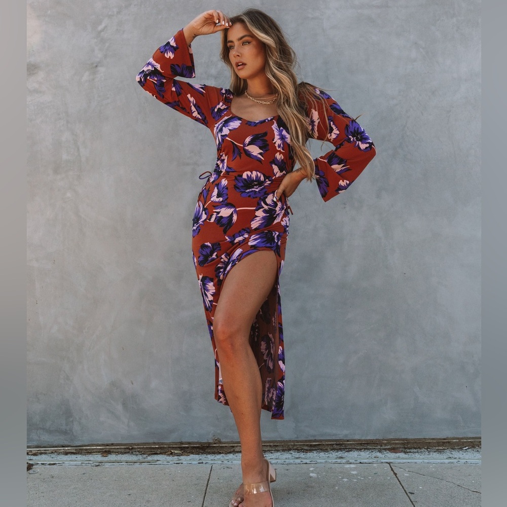 Vici Dee Elly floral midi dress with bell sleeves!